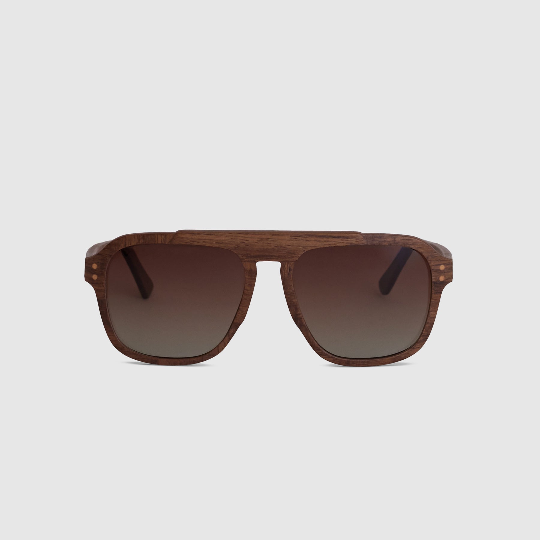 Aspen | Brown Oak Retro-Squared Sunglasses Front