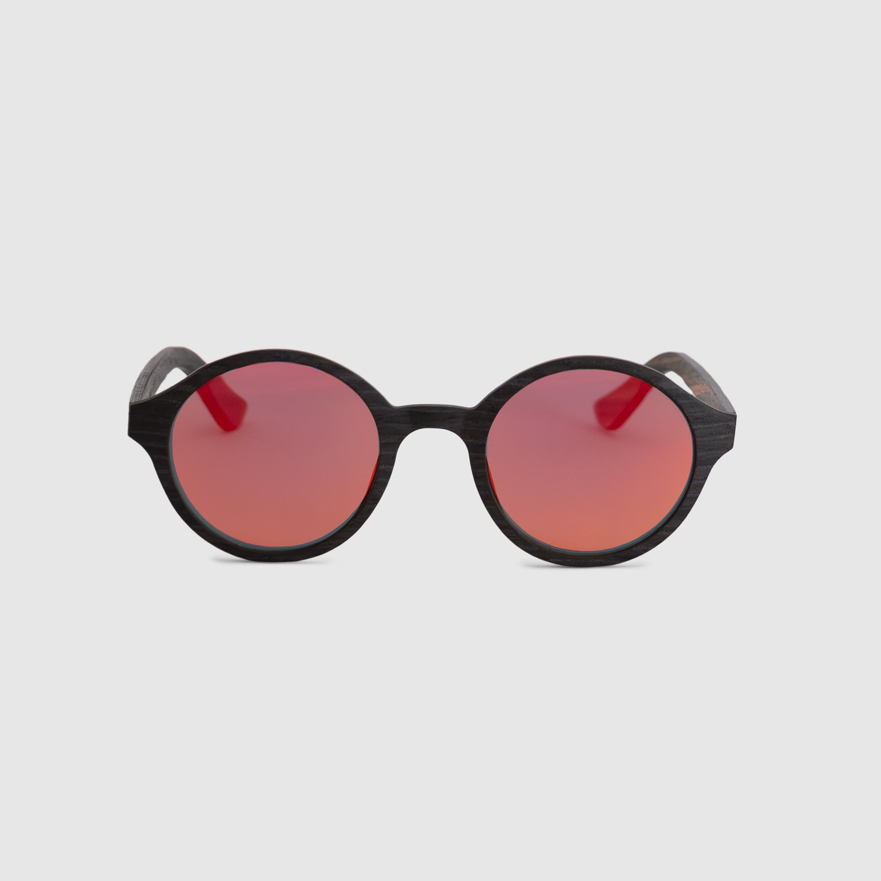 Laurel Dark Wood Round Sunglasses - Front View