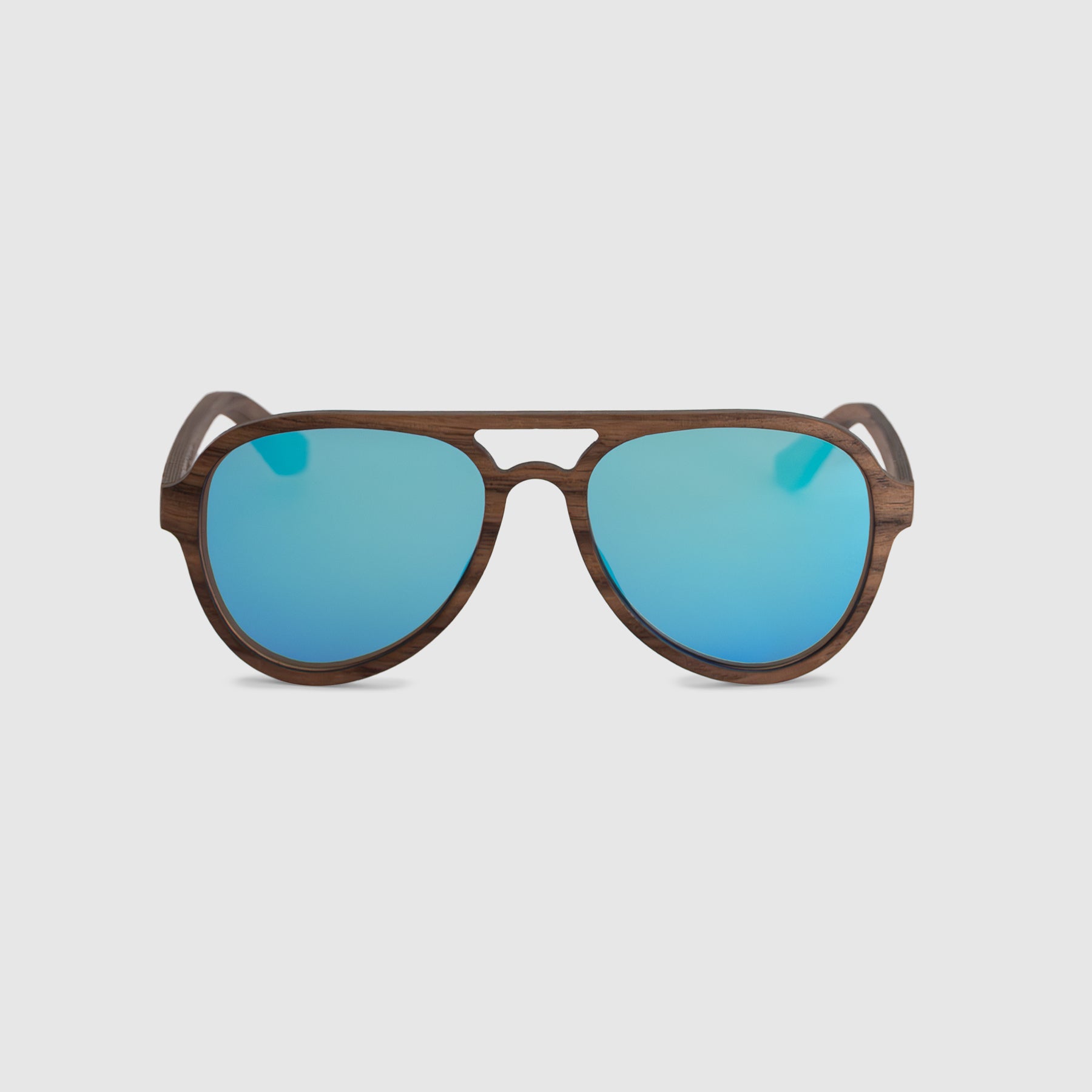 Ocea Dark Wood Aviator Sunglasses Front View 