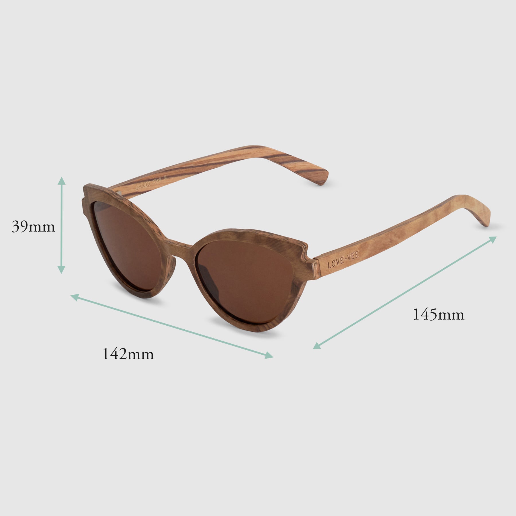 Van der Woodsen | Light Brown Wood Sunglasses Measurements