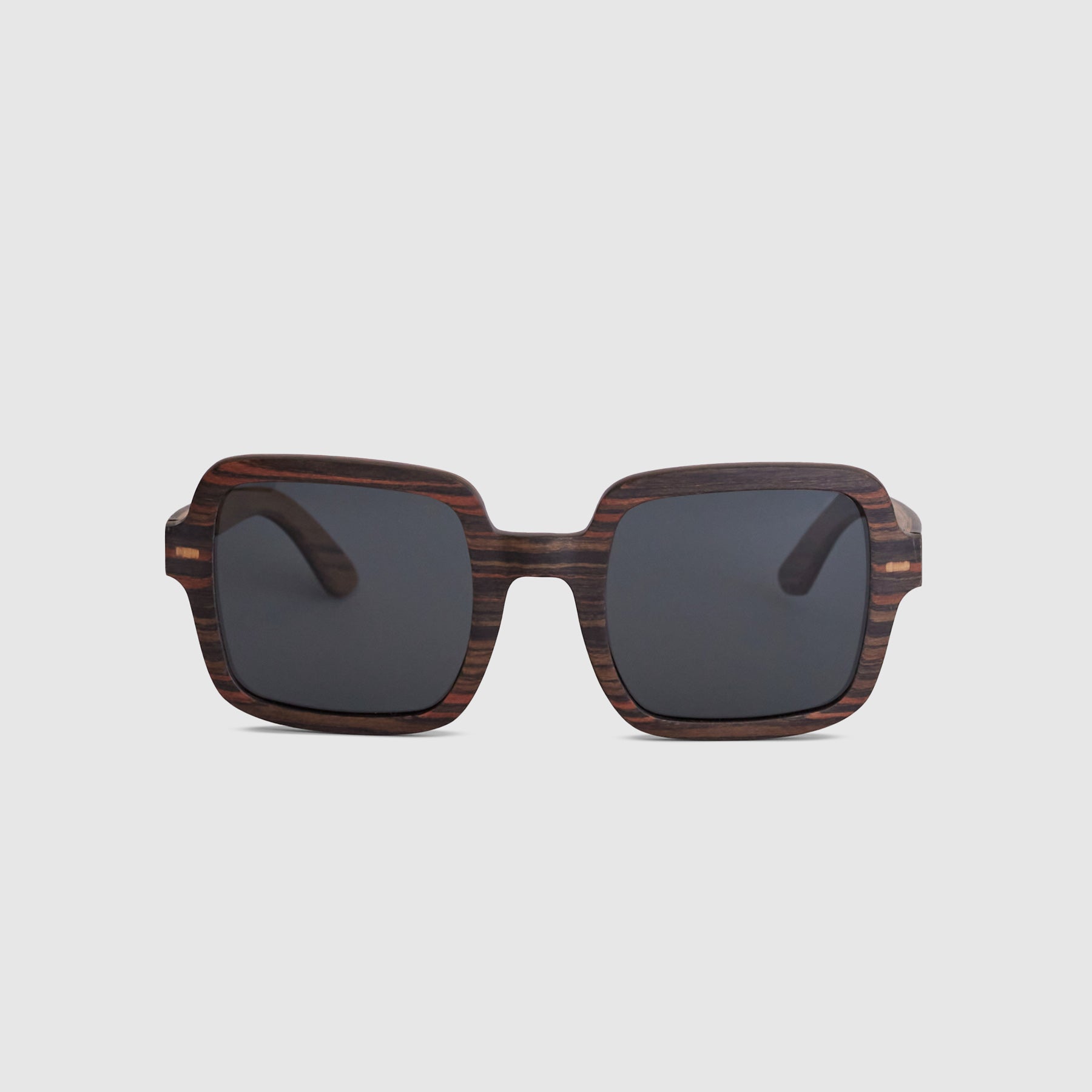 Amber | Ebony Brown Wood Square Sunglasses Front