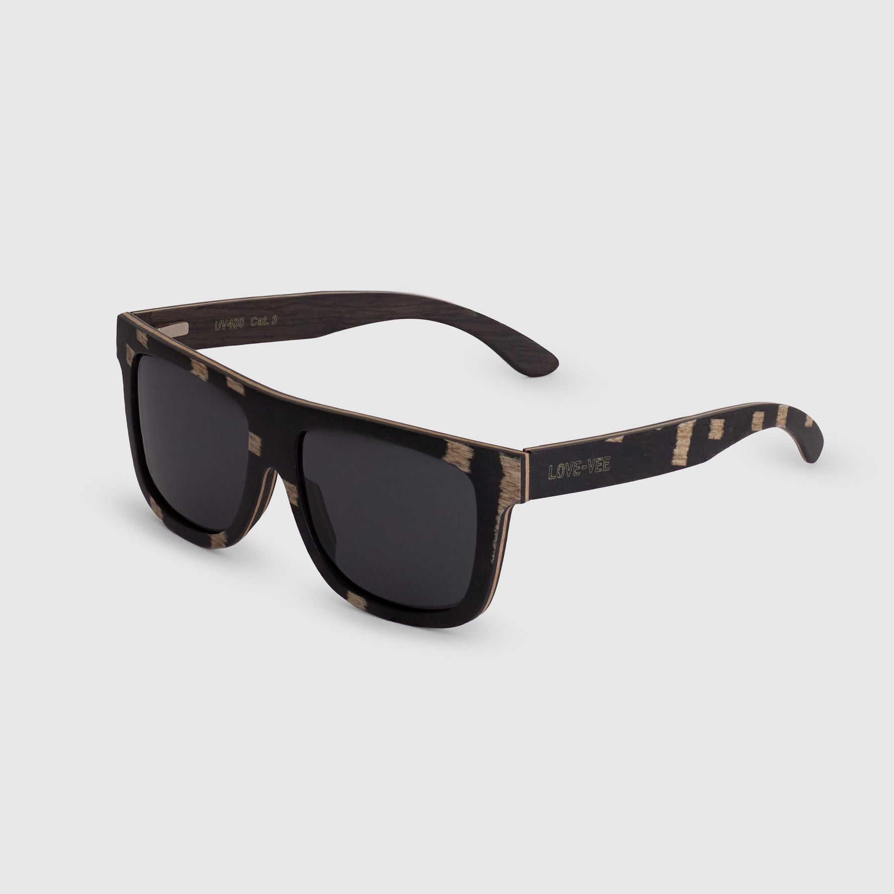Willow | Retro-Squared Black Dot Wood Sunglasses Side