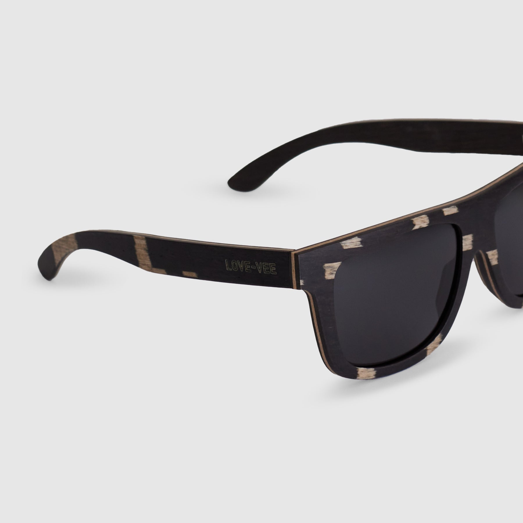 Willow | Retro-Squared Black Dot Wood Sunglasses Side